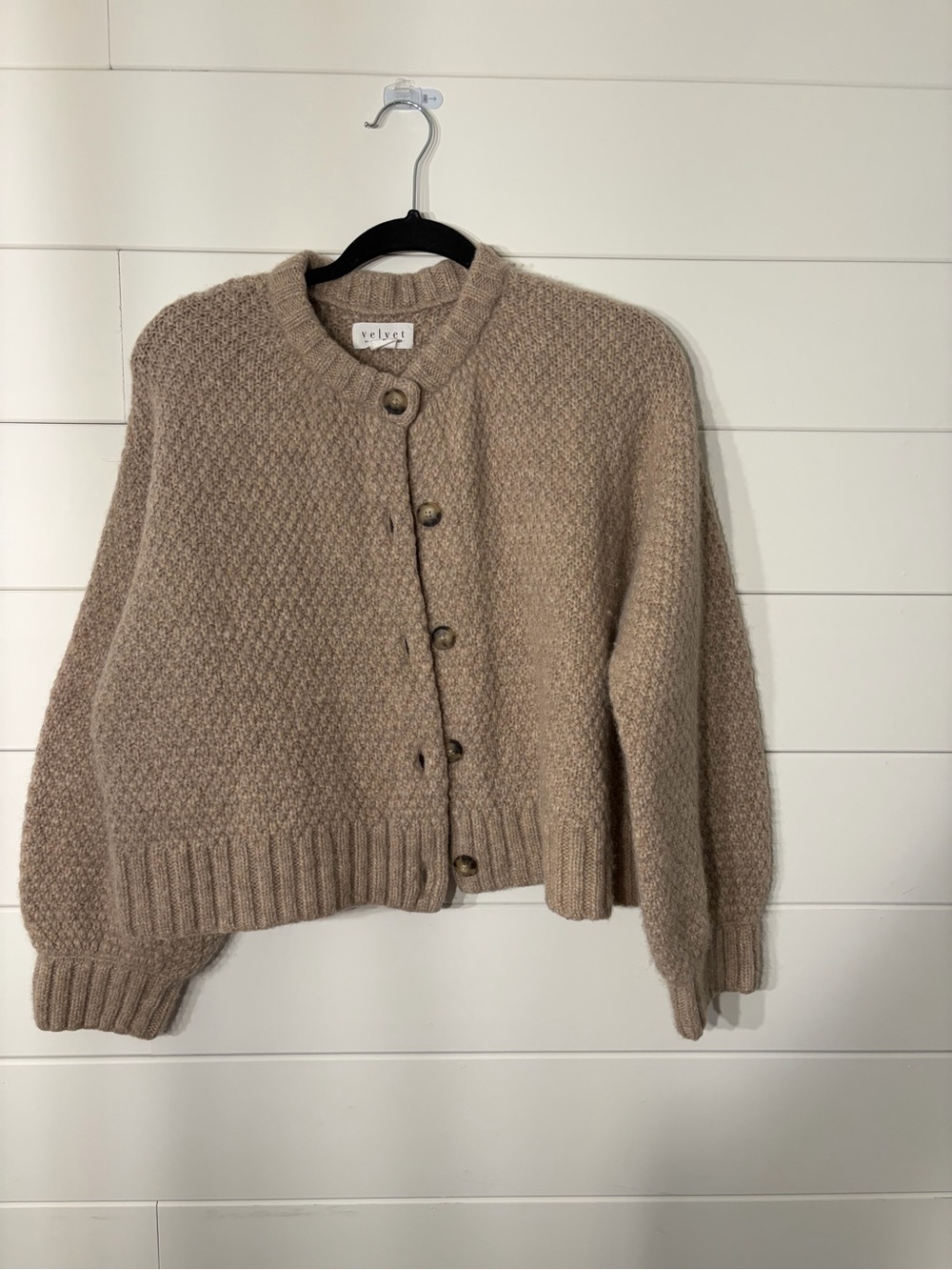 Velvet by Graham & Spencer Chunky Taupe Button-Up Cardigan - Picture 2 of 6
